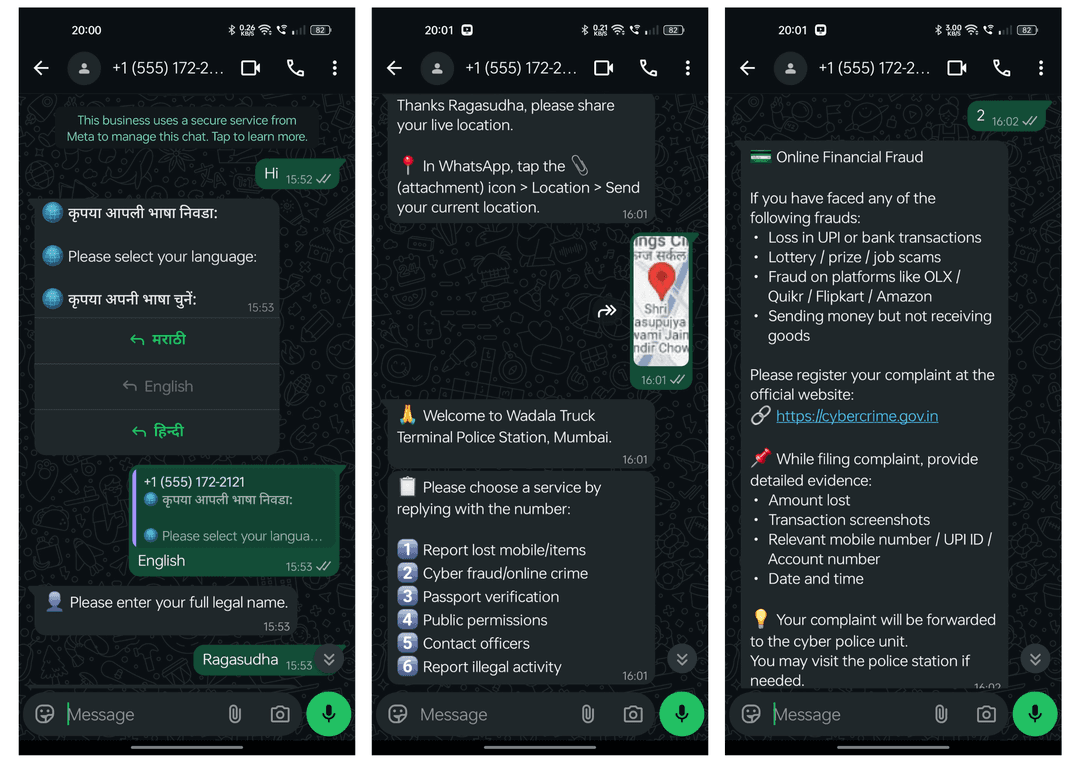 WhatsApp Chatbot for Mumbai Police