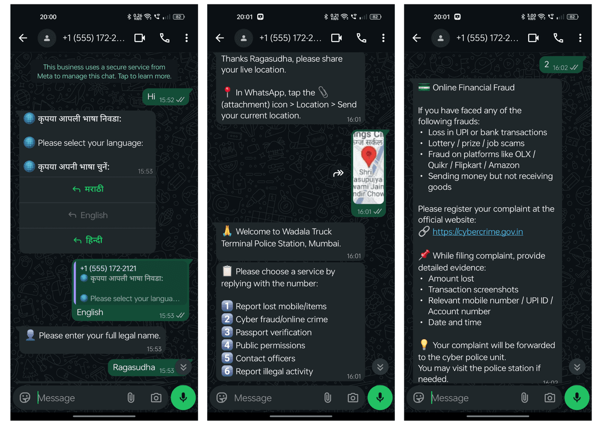 WhatsApp Chatbot for Mumbai Police