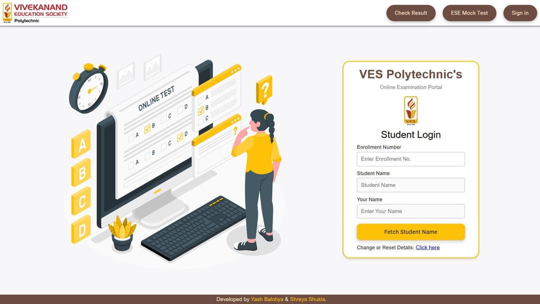 VES Polytechnic Online Examination Portal